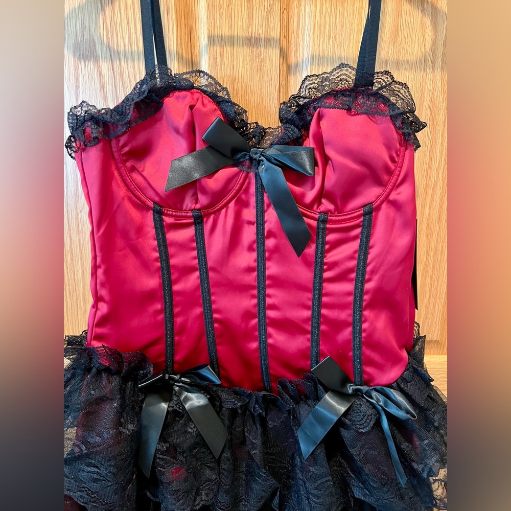NWT Dolls Kill Widow When Night Comes Mini dress Satin Bodice Tiered Mini Lace - Picture 2 of 14